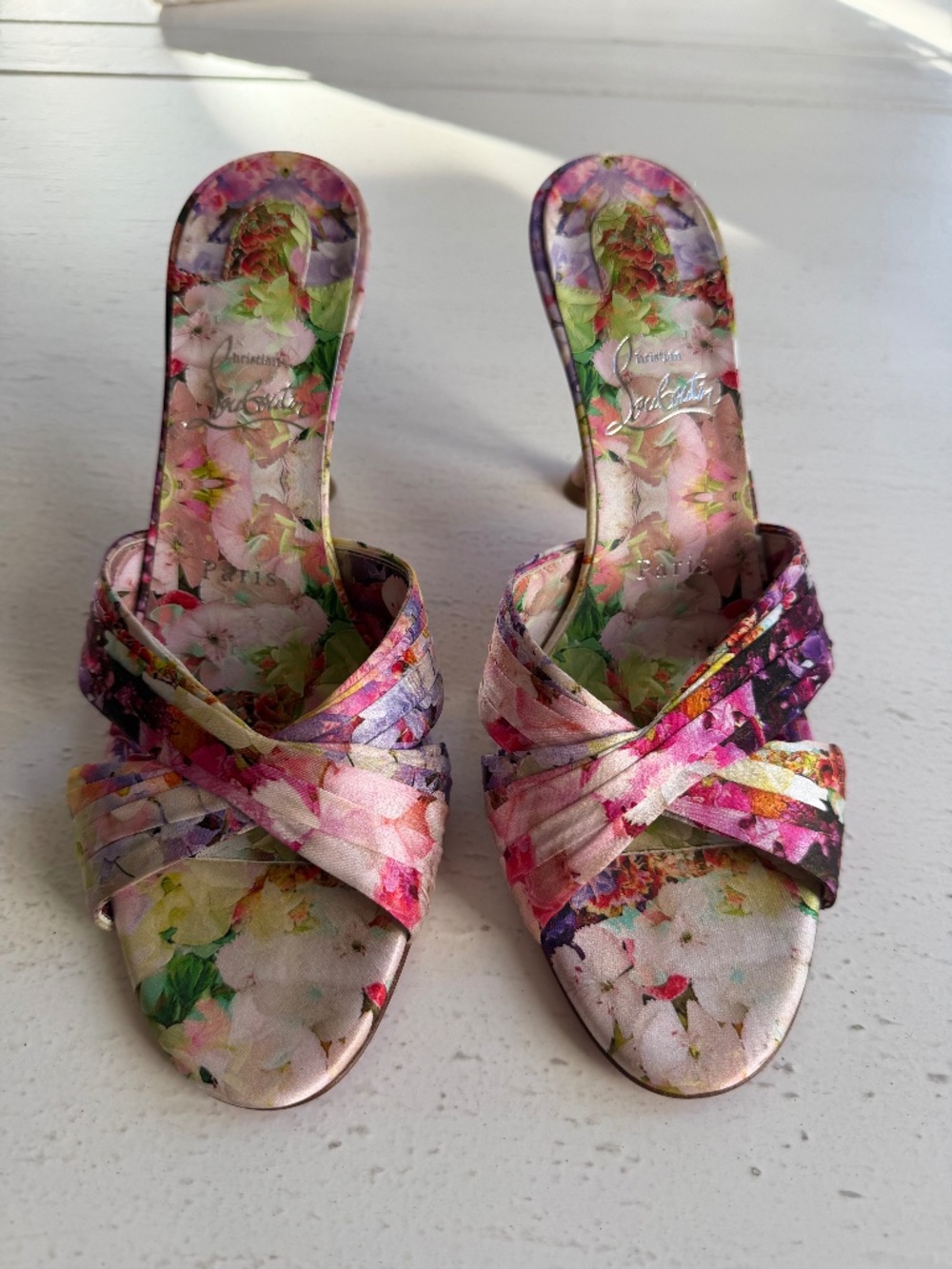 Christian Louboutin floral-patterned heels, size 40